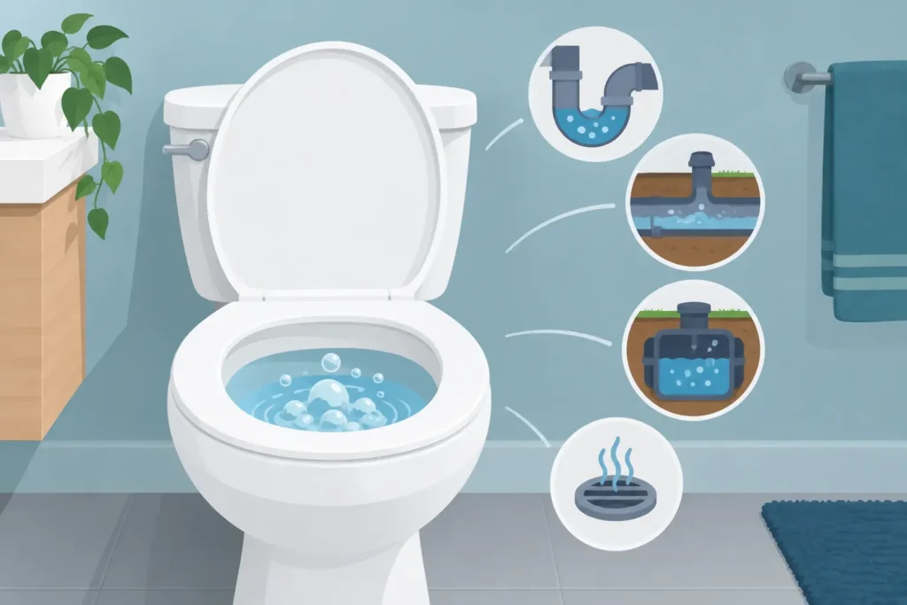 Wesley Chapel Toilet Bubbling Reasons and What They Tell You Plumbers